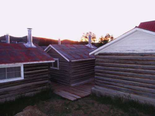 Morning view of cabins.